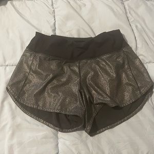 Lululemon Foil Metallic Silver Speed Up Shorts